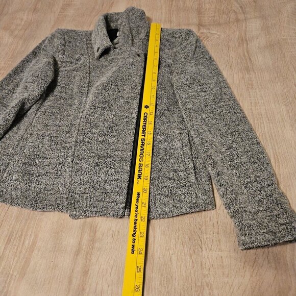 Ann Taylor Loft Peites Size S Gray Moto Zip Short Jacket Lined Office - Picture 7 of 8